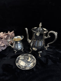 Thumbnail for silver plated tea pot & pitcher and plate with a lid Unbranded Victorian Antique6