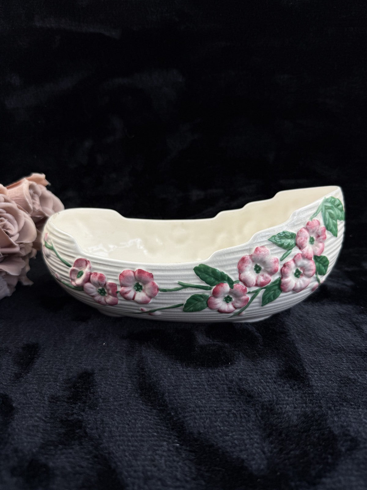 decor Maling Ware 4586 Dogwood Planter/Trough & Small Bowl - Pink Floral Large2