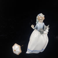 Thumbnail for Rare by NAO Lladro Girl with Dogs & Parasol 1985 Figurine 9.5