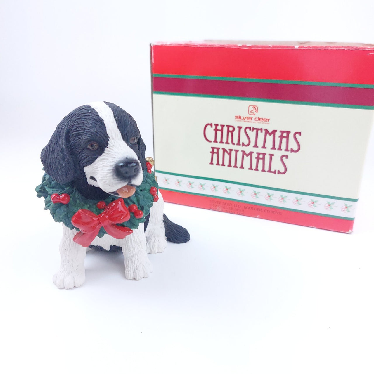 Tom Rubel Deer Silver Christmas Dog Figurine Collectible - xmas dog decor 199014