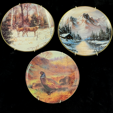 Franklin Mint Wildlife Collector Plates Set x3 – Fine Porcelain, 1990s Art Each.0