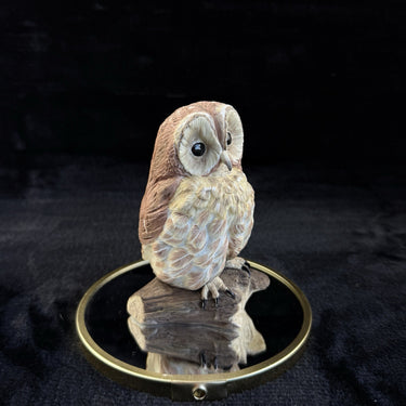 Wedgwood Mottled Art Glass Owl Paperweight bookshelf Figurine 1970s decor1