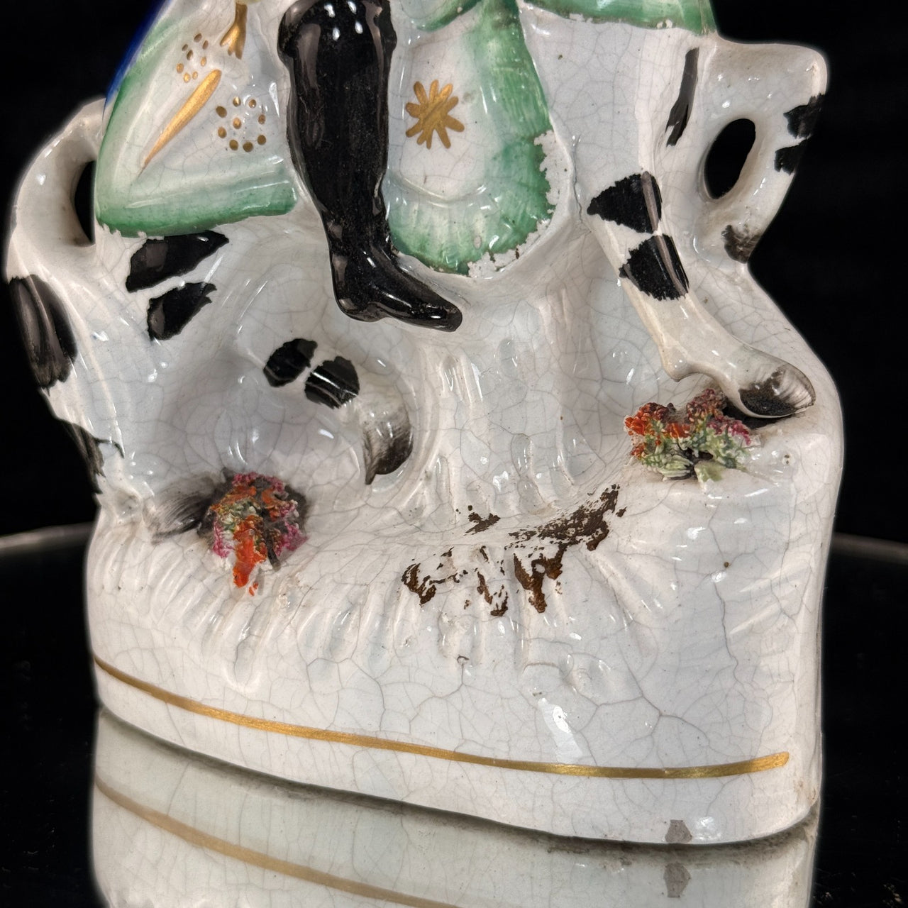 1800s antique Staffordshire Soldier on Horse Pottery Figurine Hand Painted 8"8