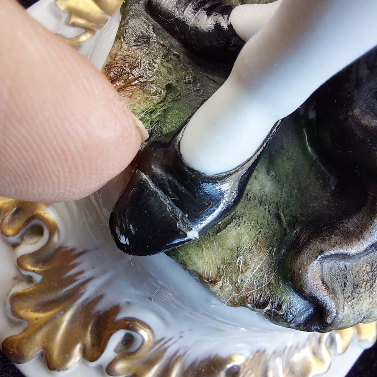 Capodimonte Tyche Toscany Boy Figurine Bird Damage 8.5 in Painted Hand Porce8