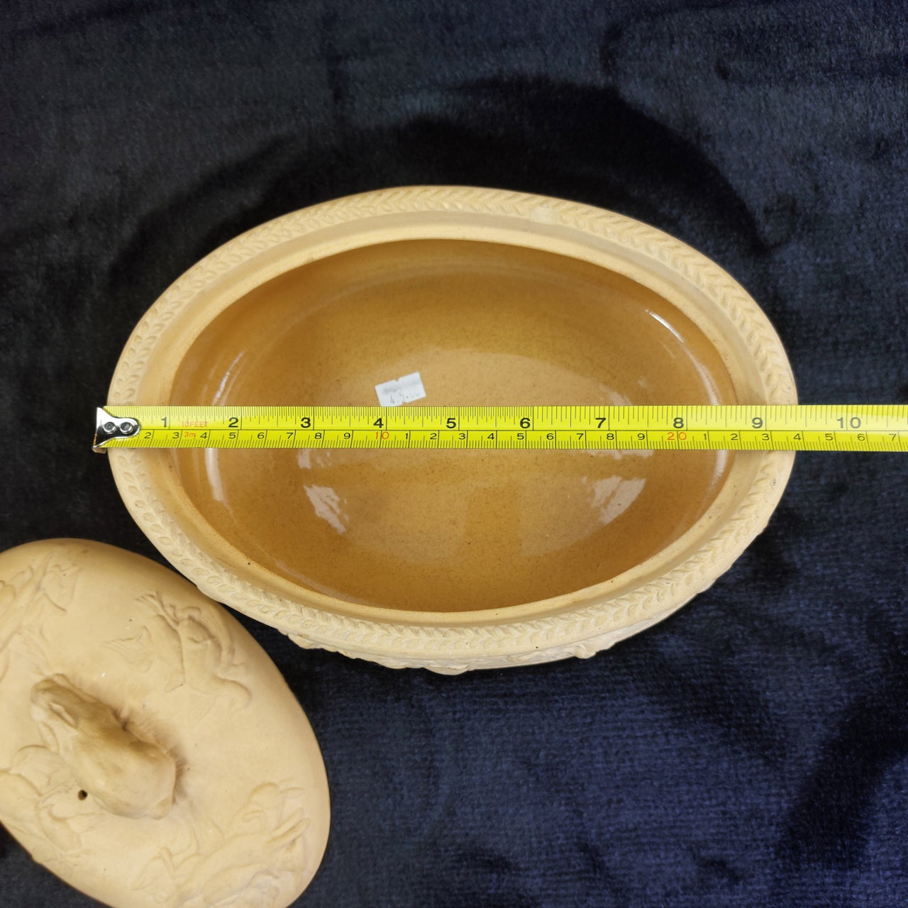 Antique 1800s Wedgwood Yellow Jasperware Game Dish - Little crack & chips China.13