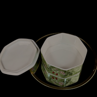Thumbnail for Wedgwood Wild Strawberry Octagonal Trinket Box Bone China Made in England Gold T11