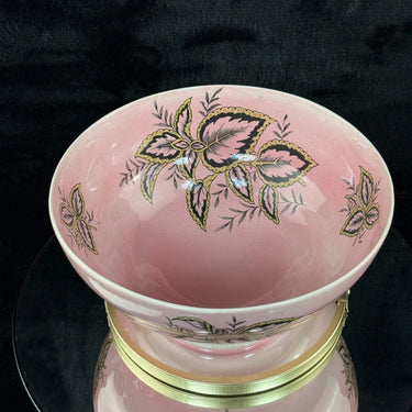 Maling Coleus Pink Footed Bowl 20cm Vintage Leaf Pattern England 1950s decor.1