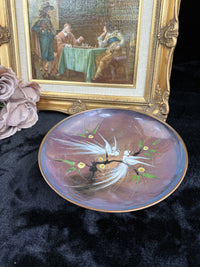 Thumbnail for Vintage Enamel on Copper Plate with Iridescent Birds Design3