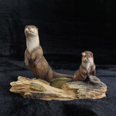 Border Fine Arts Otter Family Figurine 1988 MWF Chiltern Wildlife Handmade Scotl0