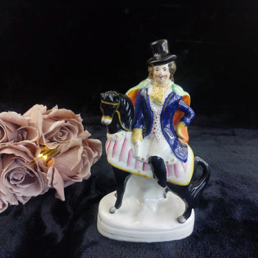 Rare antique Staffordshire 1860s Figurine – Man on Horseback, 9