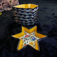 Thumbnail for Ceramic Floral Yellow Star Dish Set – Turkish Style 7-Piece Decorative Handmade18