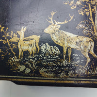 Thumbnail for Black Lacquer Snuff Box Vintage – Gold Gilded Deer Scene,Russian  or  Japanese5