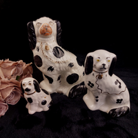 Thumbnail for Staffordshire Dog Figures Trio White Black , 7.5 in, 4.5 in Handpaint 9.5