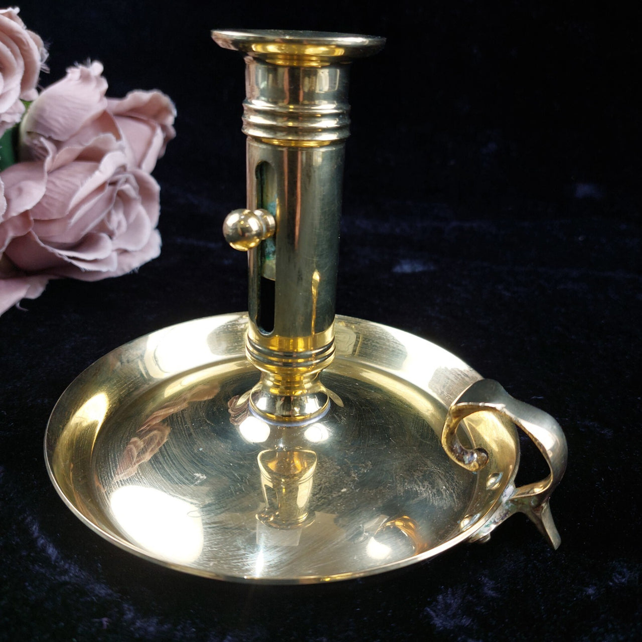 Brass Chamberstick Candle Holder Adjustable Push-Up Tone Gold Design Collectable2