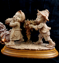Thumbnail for 1980 Giuseppe Armani kids Figurine - Children with Grapes & Wheat resin decor0