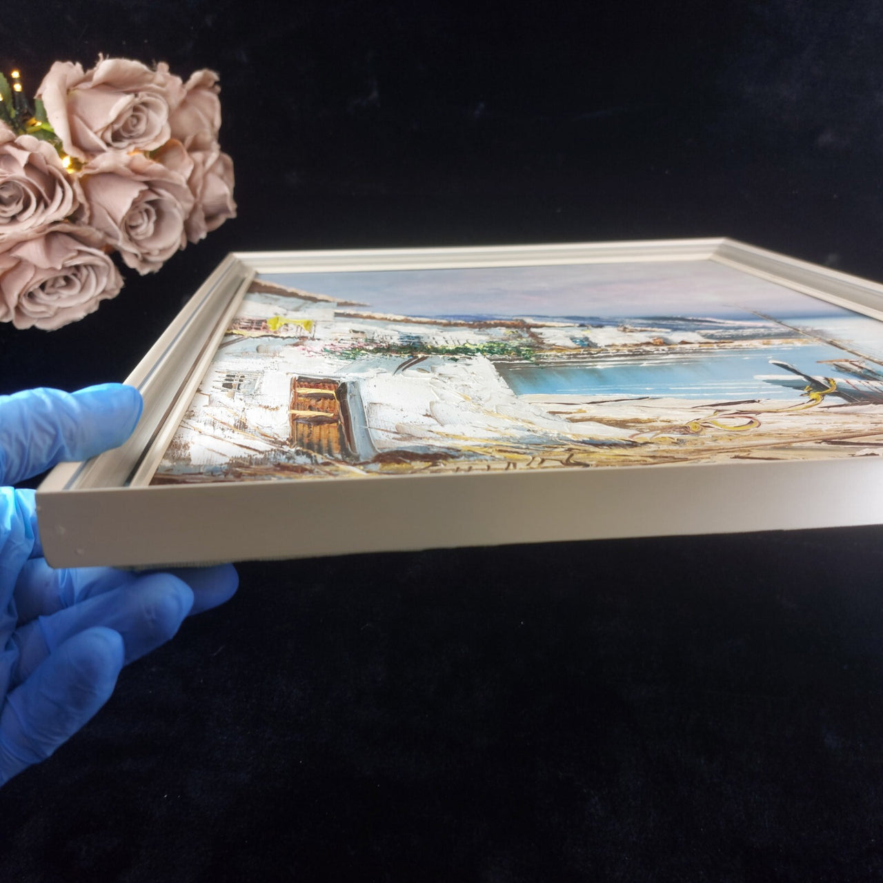 Mediterranean Scene Coastal Oil Painting – Signed Framed Artwork United Kingdom6
