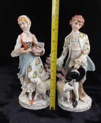 Thumbnail for German Porcelain Figurine Pair Shepherdess & Shepherd Sheep 10