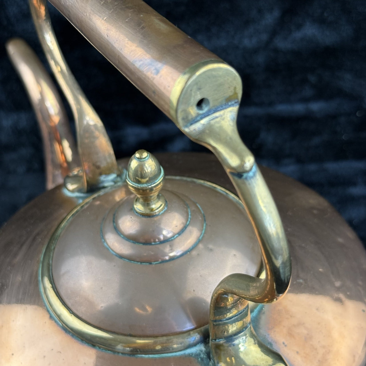Antique Large Copper Kettle with Brass and Copper Handle - English Country House10