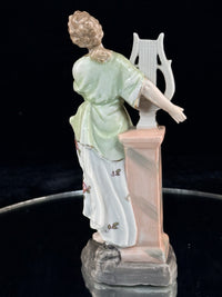 Thumbnail for Antique German Porcelain Lady Lyre Figurine Musician Victorian Style Decor4