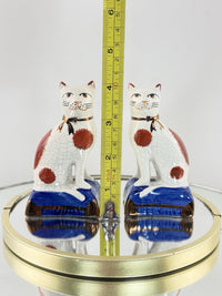 Thumbnail for Rare Staffordshire Style Antique Cat Figurine Pair Hand Painted Mantel Cats 4”3