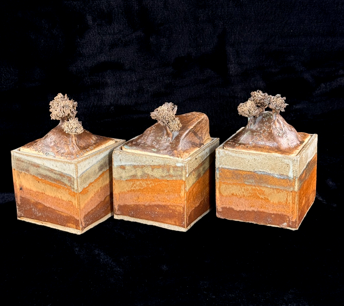 Studio Landscape Pottery Lidded Boxes Set – Handmade Ceramic Art Storage Jars11