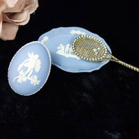 Thumbnail for Wedgwood Jasperware Blue – Lidded Trinket Dish & Box Design Cherub Collectable8