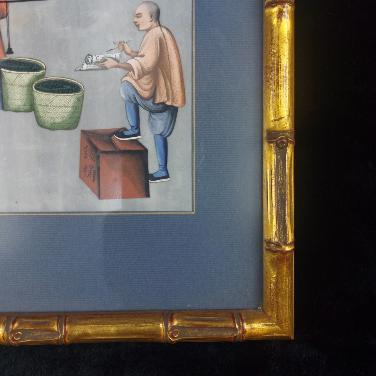 19th Century Chinese School Artisan Cutting Timber Framed Painting Bodycolor7