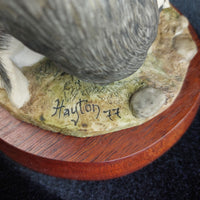 Thumbnail for Border Arts Fine 1977 Hayton Badgers Figurine Hand Made Scotland Wood Base 4