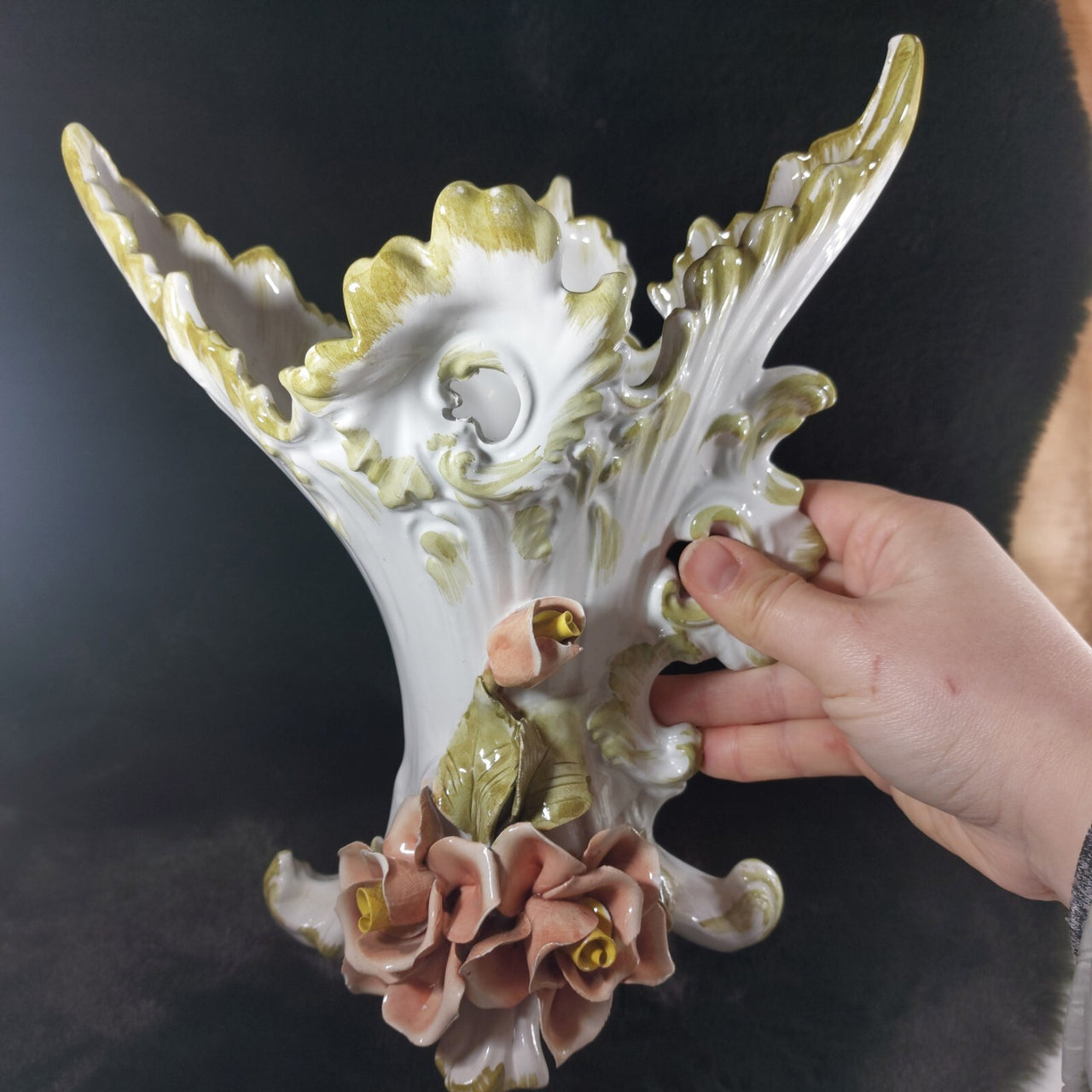 Francesco Capodimonte Italian Porcelain Italy Vase – Rococo Bird & Floral Design14