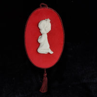 Thumbnail for Capodimonte 1960s - Velvet Red & Ceramic Wall Plaques decor, Made In Italy.4
