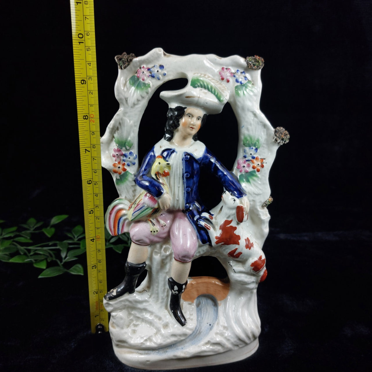 Rare Victorian Staffordshire Gentleman with Rooster antique Figurine (1840-1860)13