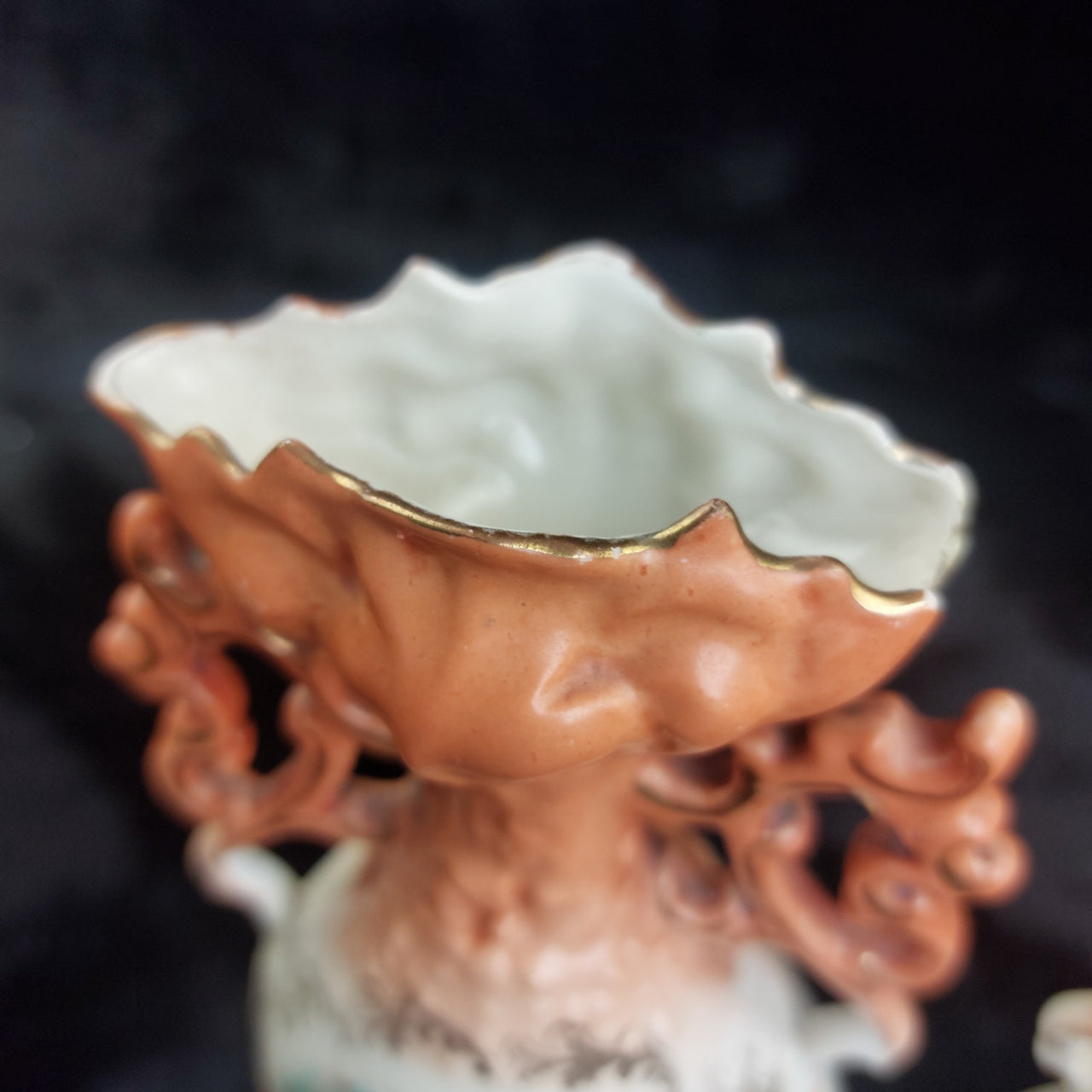 Victoria Austria Porcelain Vase Pair Handled Romantic Scene Antique Decor. 9in11