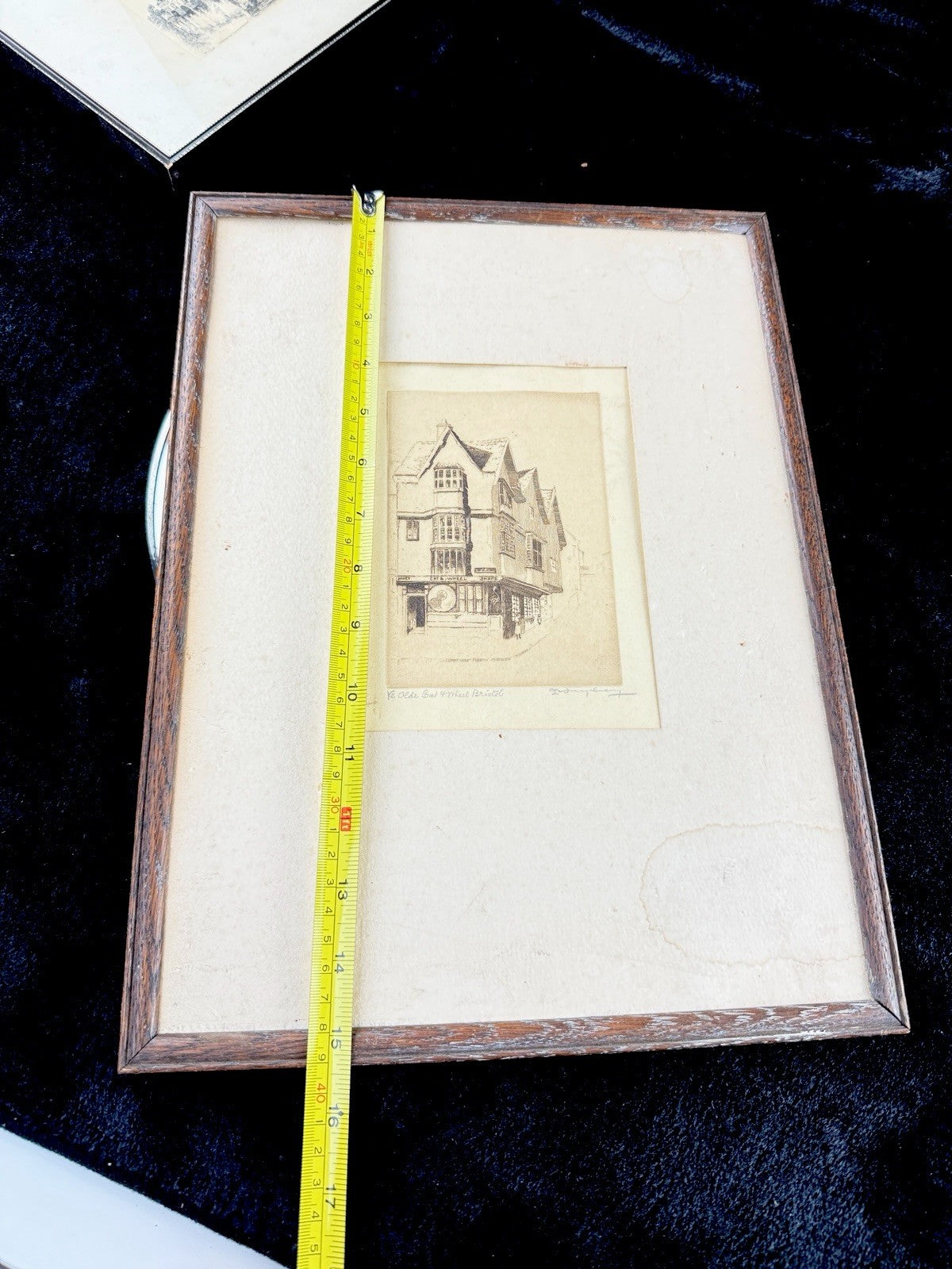 Sidney Lawrenson Etching Ye Olde Cat & Wheel Bristol Framed Pub Scene c.1920s8