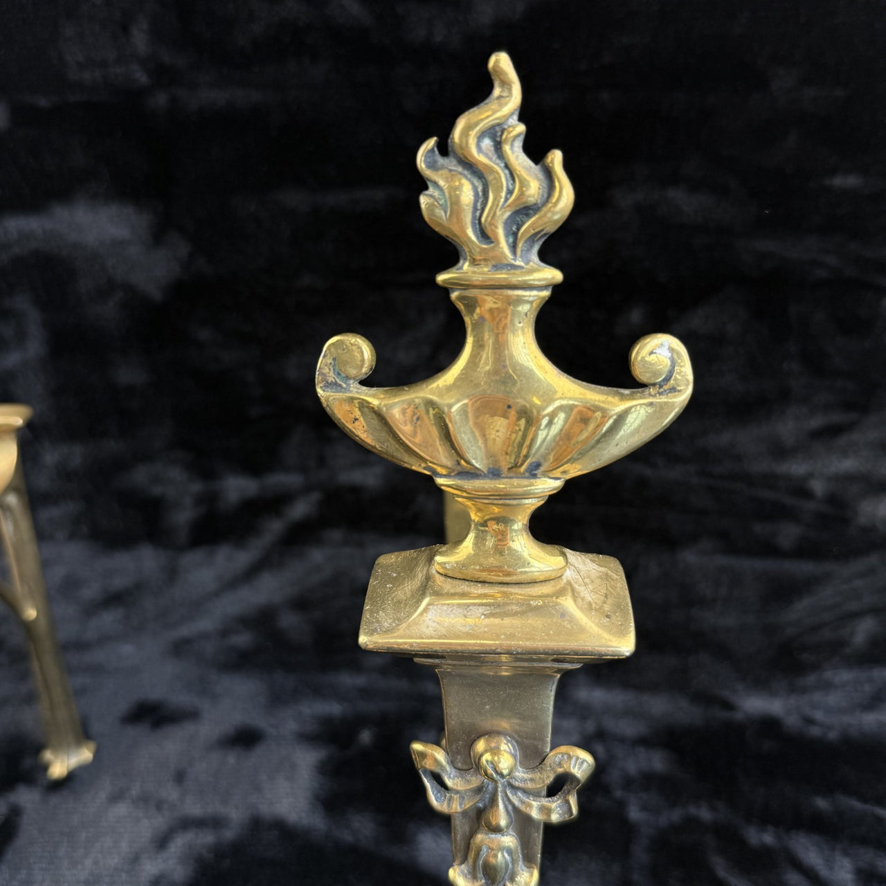 Antique Brass Fireplace Firedogs Andirons Pair - Georgian Neoclassical Style6