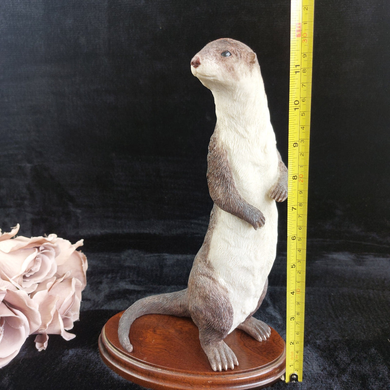 Large Standing Otter Wildlife Figurine 12in Handcrafted Base Wood Heavy 1615g5