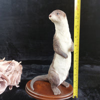Thumbnail for Large Standing Otter Wildlife Figurine 12in Handcrafted Base Wood Heavy 1615g5