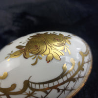 Thumbnail for Porcelaine de France Gold Floral Egg Trinket Box Decor 4