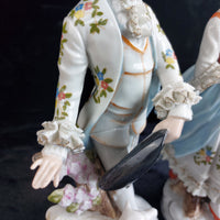 Thumbnail for Continental Porcelain Figures Pair 11in w Flower & Lambs 20th century decor Box3