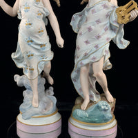 Thumbnail for Augarten Vienna Porcelain Ladies Musician Figurines Lyre Pair Austria Antique se8