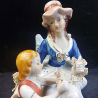 Thumbnail for Vintage Lady Porcelain And Girl Figurine Hand Painted Lace Detail see the pics.7