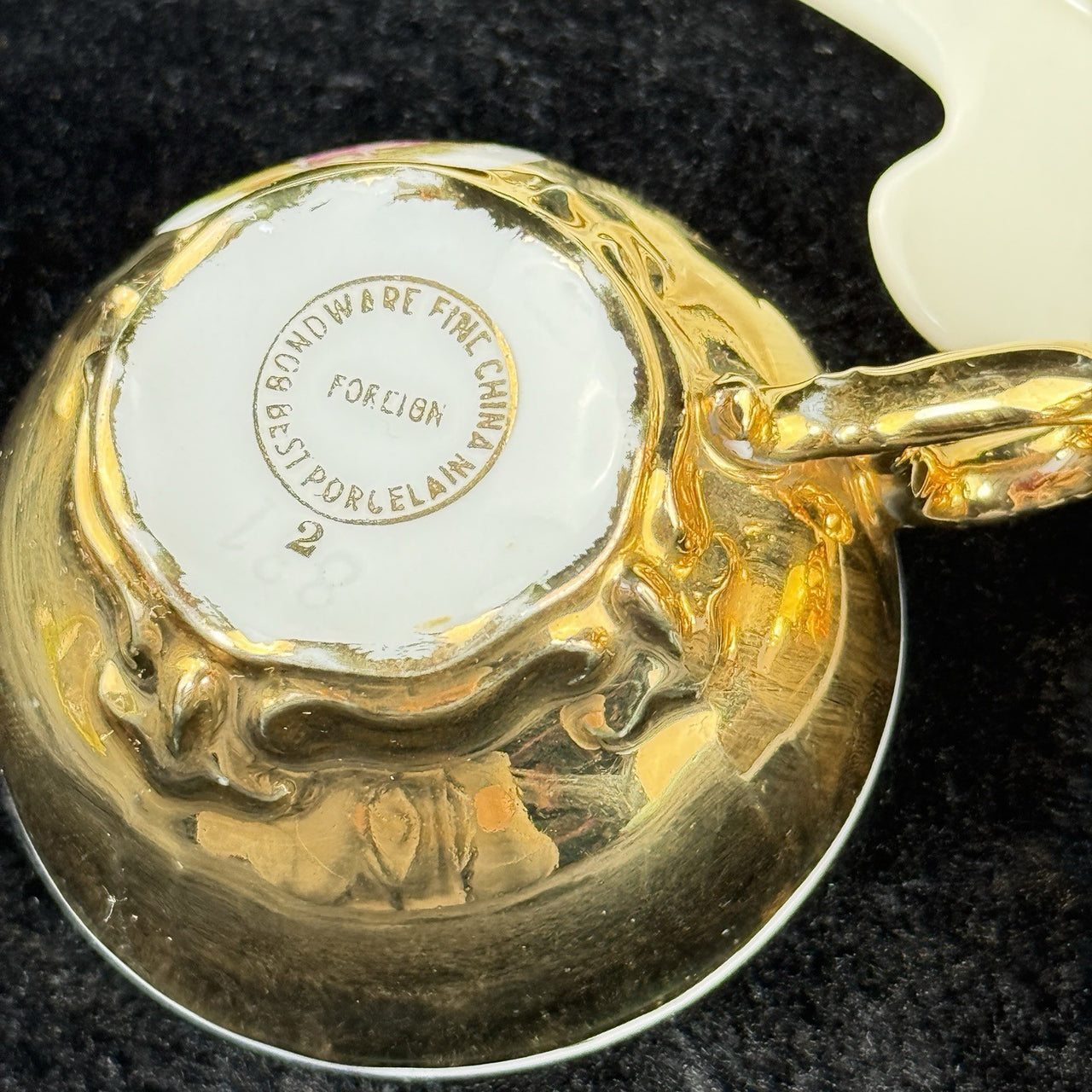 Bondware Coffee Cups & FanShaped Tray | 24K Gold Chokin Art Japan2