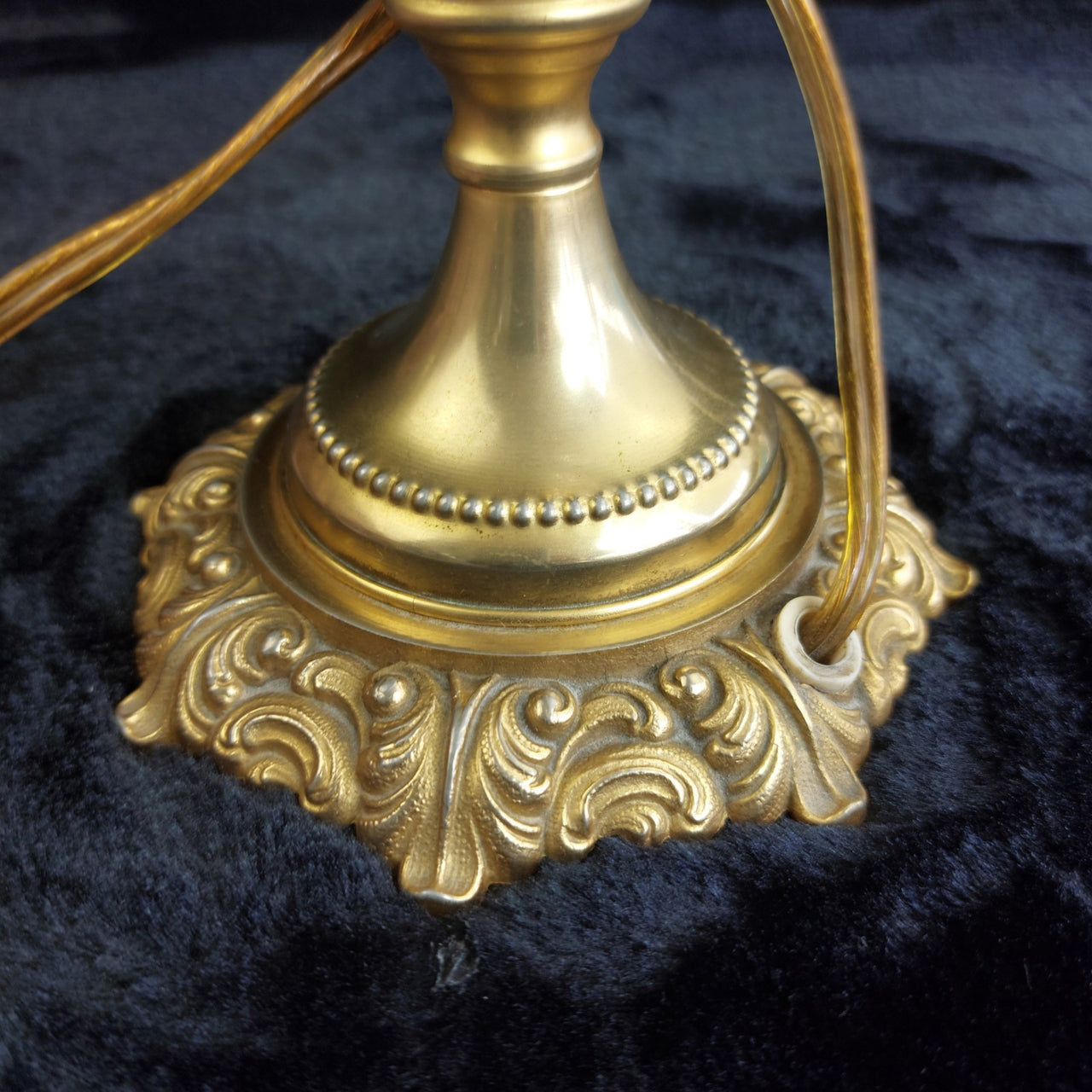Stunning Italian Porcelain gold brass Floral Table Lamp antique Decor 17" Italy6