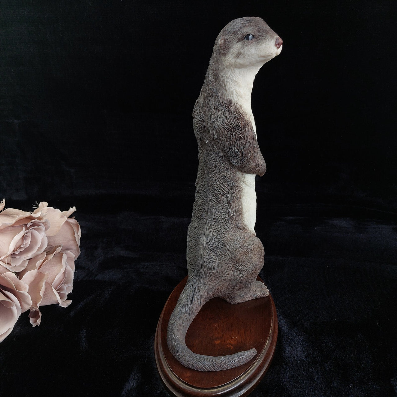 Large Standing Otter Wildlife Figurine 12in Handcrafted Base Wood Heavy 1615g2