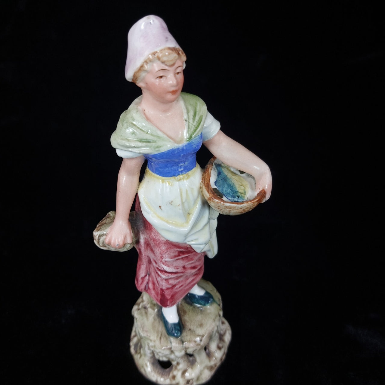 Antique Figurine Couple Wittmann & Roth Wife & Fisherman Figurines Porcelain6