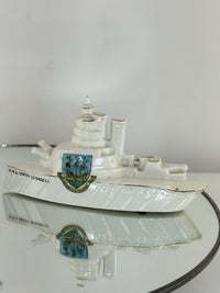 Thumbnail for Arcadian Crested China Donkey Figurine HMS Queen Elizabeth White Porcelain3