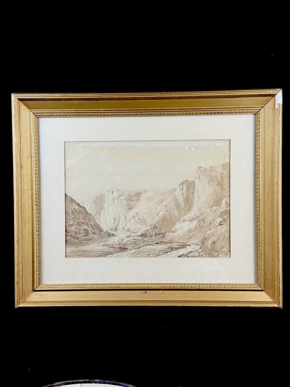 Antique 1818 Watercolor “The Avon” by JV Framed English Landscape River Scene11