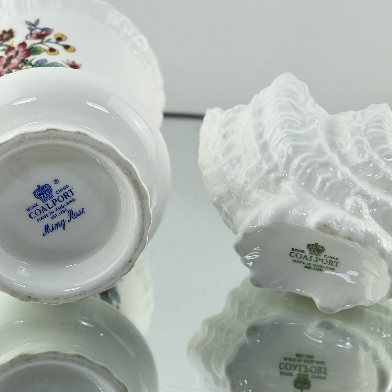 Coalport Ming &shell Rose Dish Vanity Set Tray Vase Trinket Bowl Gift Bone China12