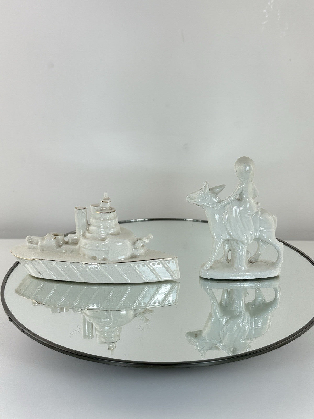 Arcadian Crested China Donkey Figurine HMS Queen Elizabeth White Porcelain8