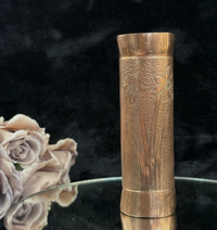 Thumbnail for antique copper vase Arts and Crafts Period with Motifs Floral heavy Collectable2