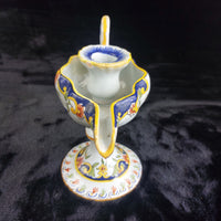 Thumbnail for Antique Italian Faience Majolica Candle Holder Hand Painted Coat of Arms Floral6